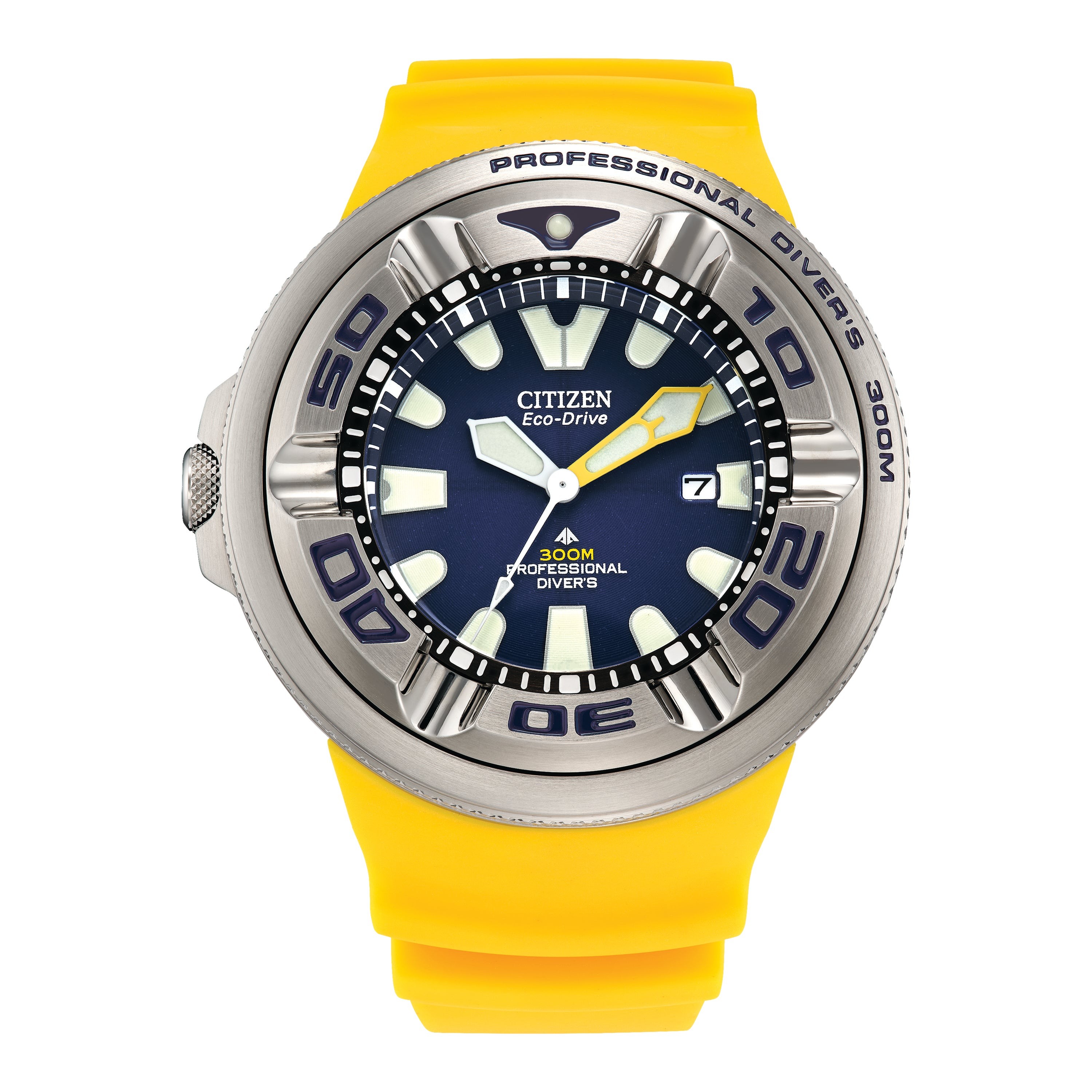 Men's Promaster Drive "Ecozilla" Yellow Strap Watch, Dark Blue Dial