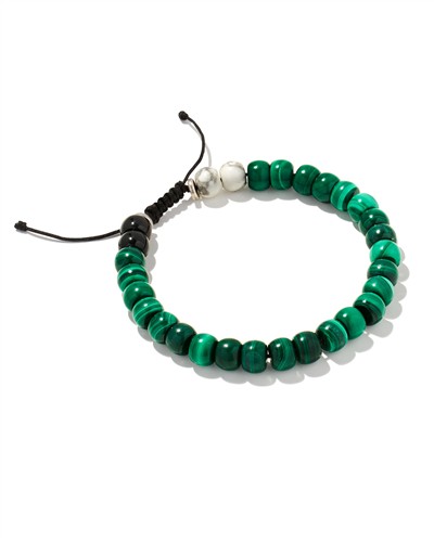 Kendra Scott Mens Cade Oxidized Sterling Silver Bracelet, Verde Mix, Size Medium