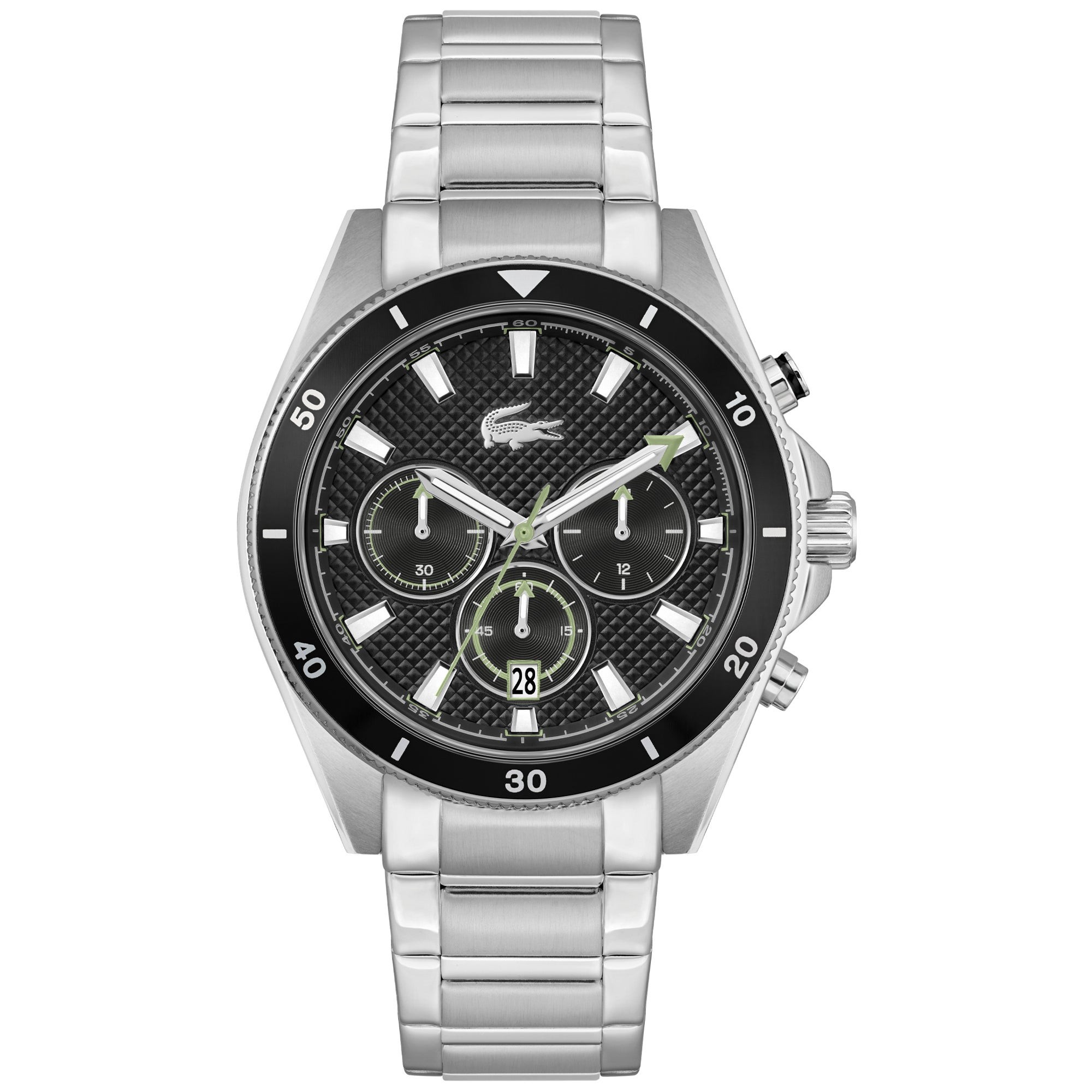 Men's Mainsail Chronograph Silver-Tone Stainless Steel Watch, Black Dial