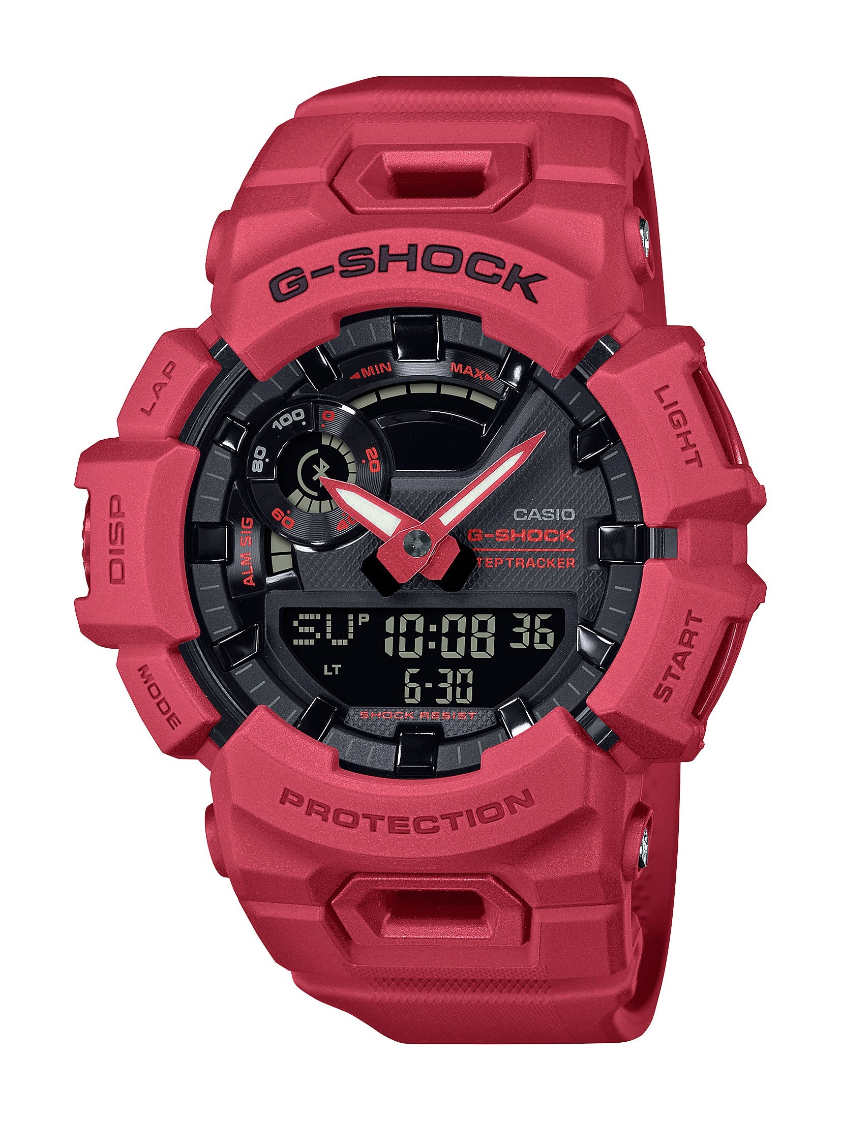 Mens G-Shock Burning Red Resin Watch Black Dial