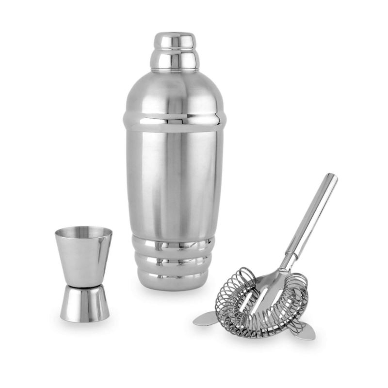 Tuscany Classic Metal Shaker with Strainer and Jig