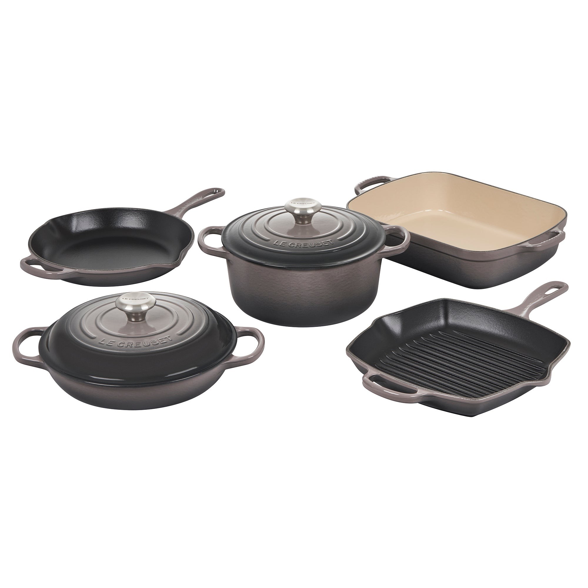 7pc Signature Cast Iron Cookware Set Oyster