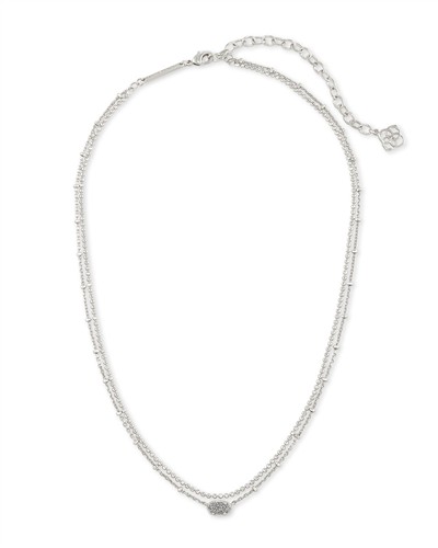 Kendra Scott Emilie Silver Multi Strand Necklace in Platinum Drusy