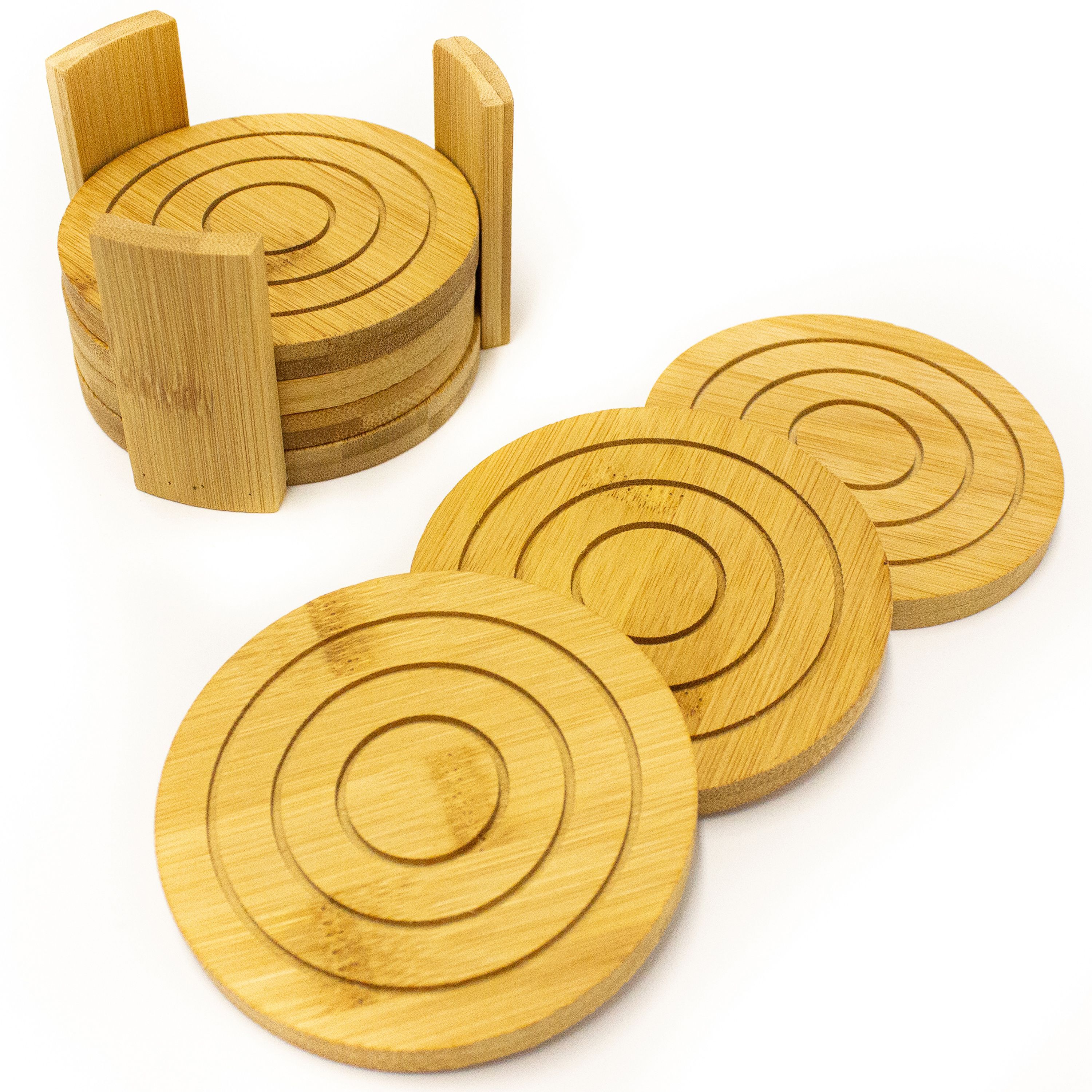 Bamboo 7pc Coaster Set, Natural