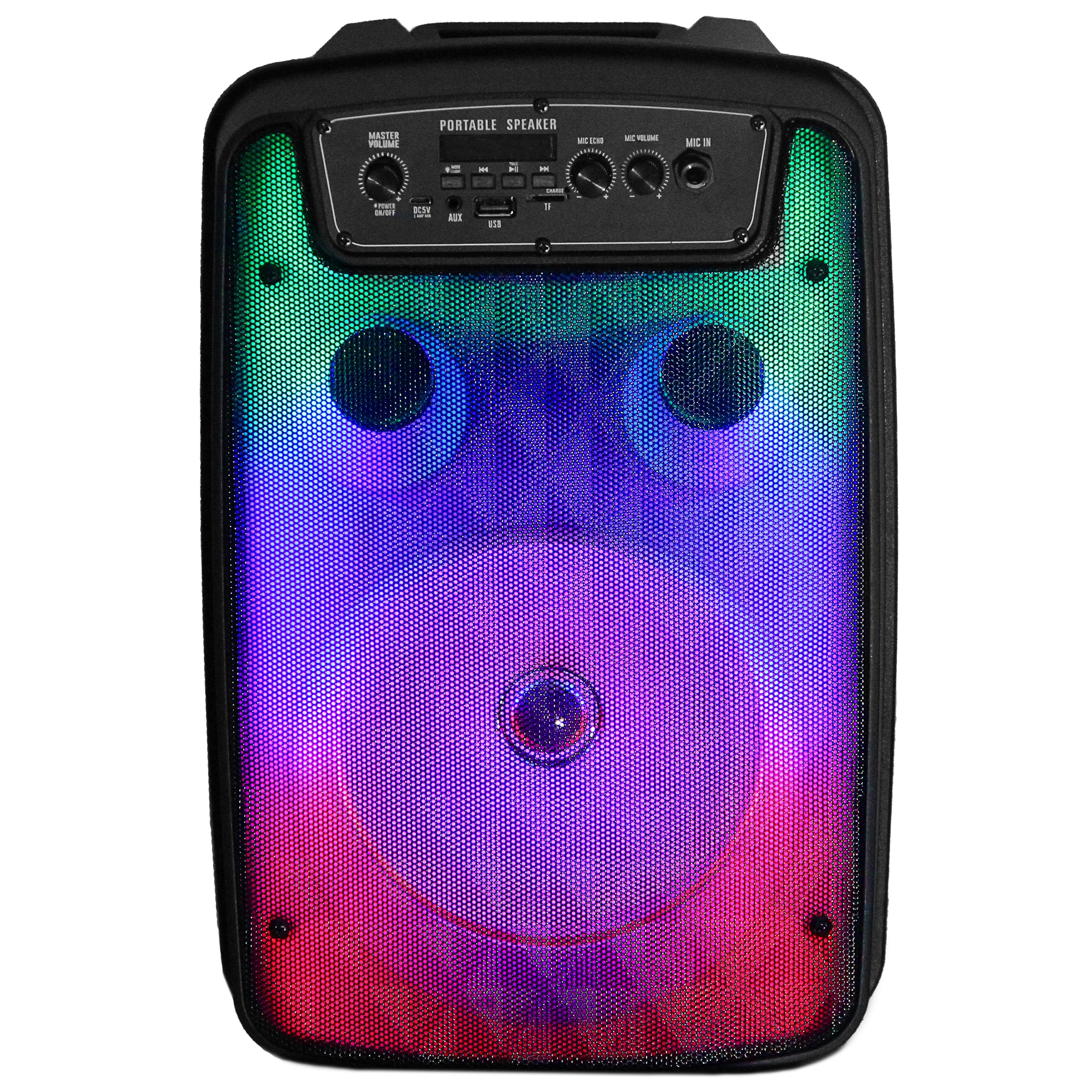 Fire Box 8" TWS Bluetooth Speaker w/ Light Show and Microphone