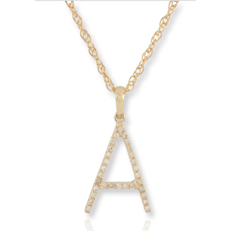 Diamond Initial A Necklace - (Yellow Gold)