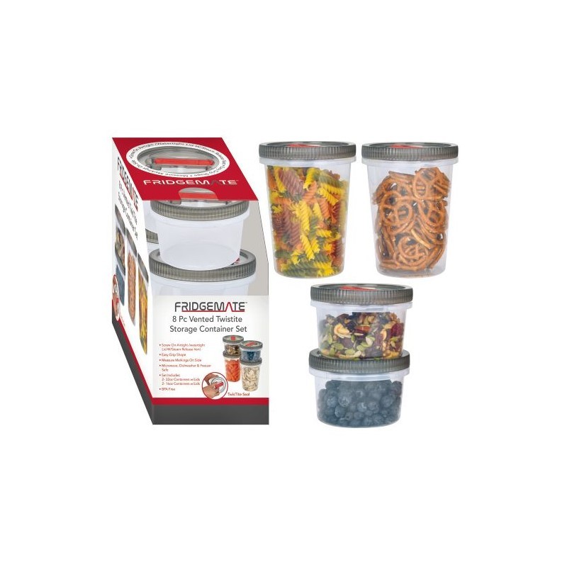 TwisTite 8Pc Set With Containers & 3 lids 16oz/32Oz