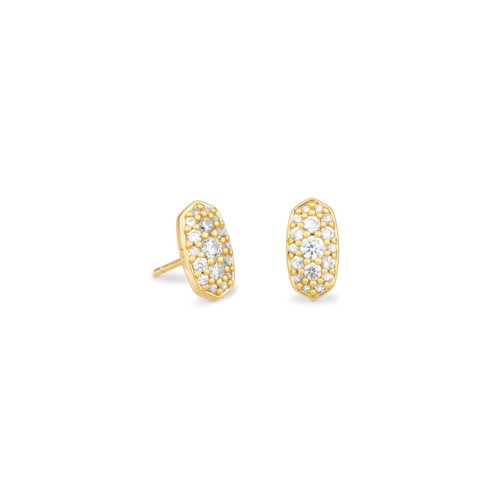 Kendra Scott Grayson Gold Stud Earrings White Crystal