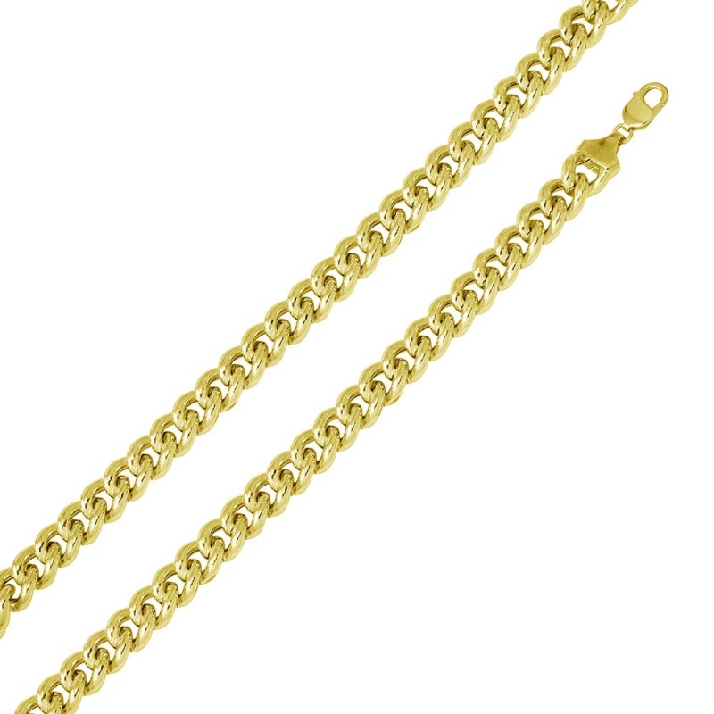 Gold Plated Hollow Curb Chain - (Sterling Silver)