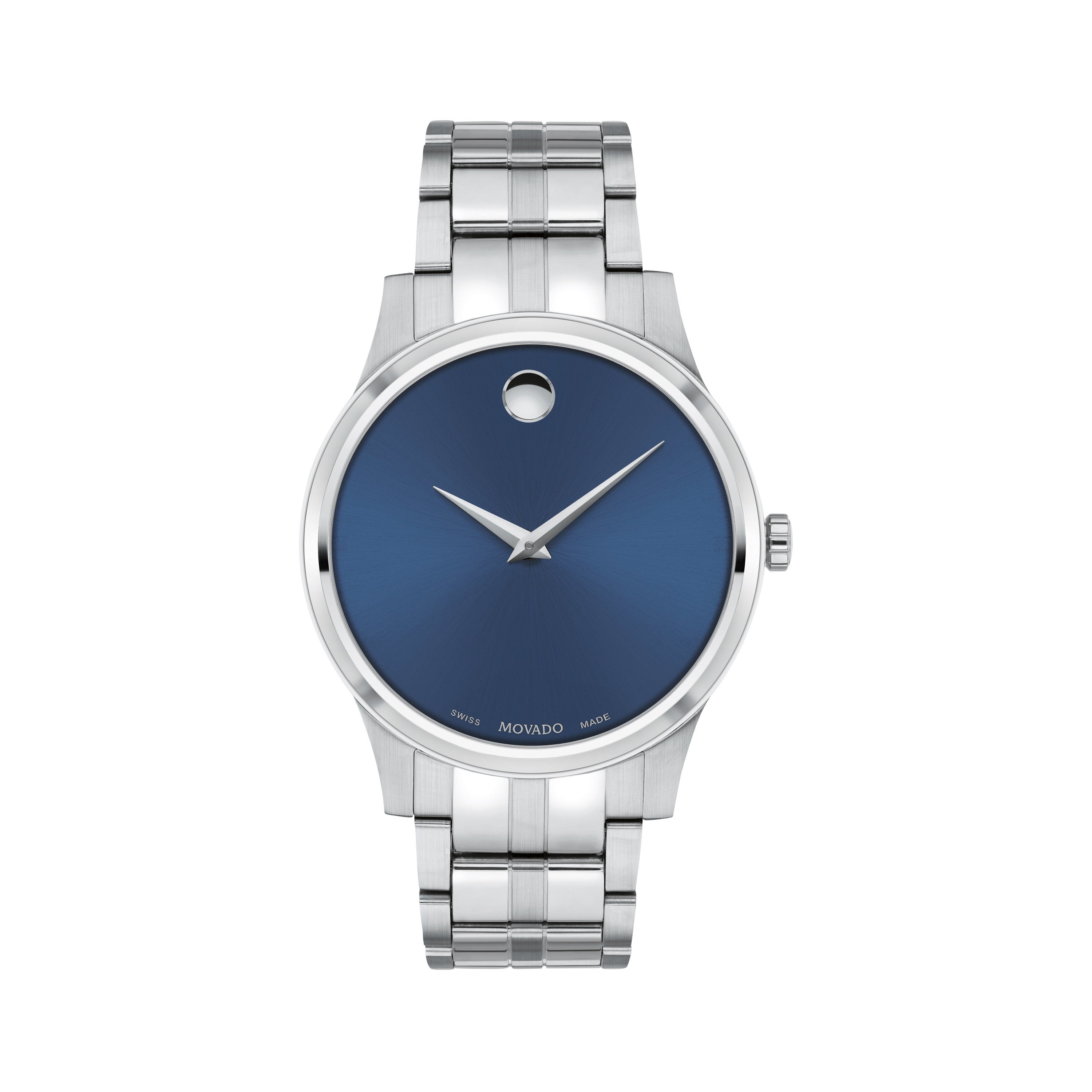 Men's Corporate Exclusive Silver-Tone Stainless Steel Watch, Blue Dial