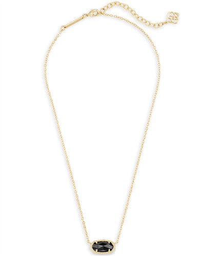 Kendra Scott Elisa Gold Pendant Necklace in Black Opaque Glass