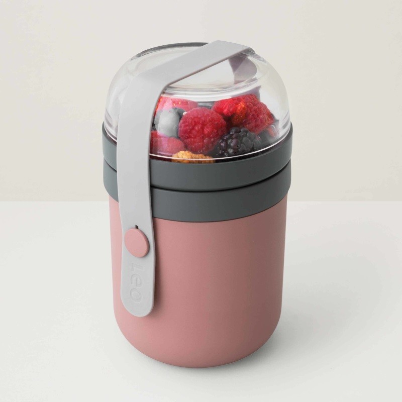 Leo Dual Lunch Pot, Pink & Gray