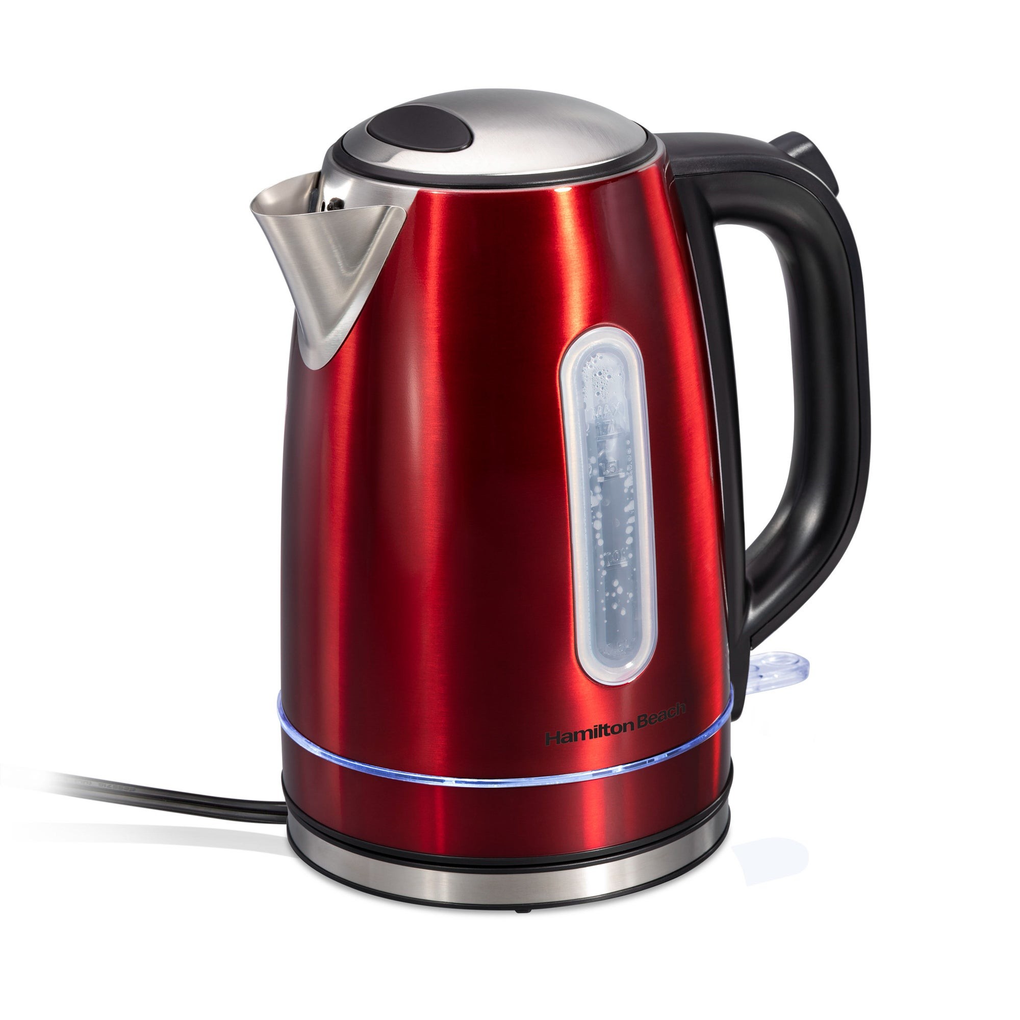 1.7L Stainless Steel Electric Kettle w/ LED Ring Red