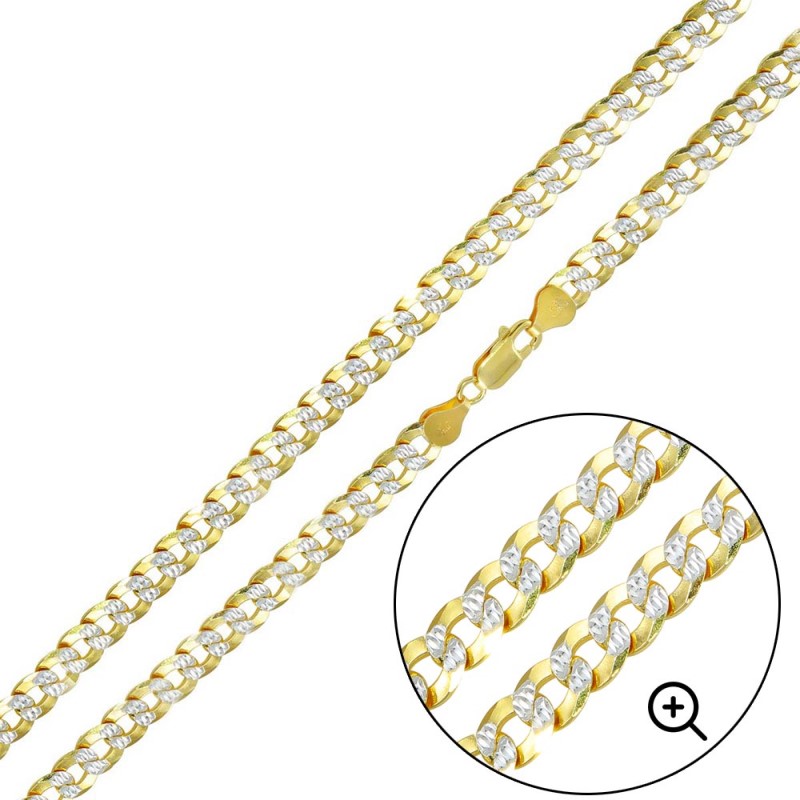 Gold Plated 2 Toned DC Cuban Chain - (Sterling Silver)