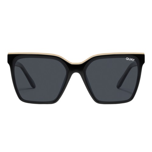 Quay Womens Polarized Level Up Sunglasses, Black Gold/Smoke Polarized Black Gold/Smoke Polarized