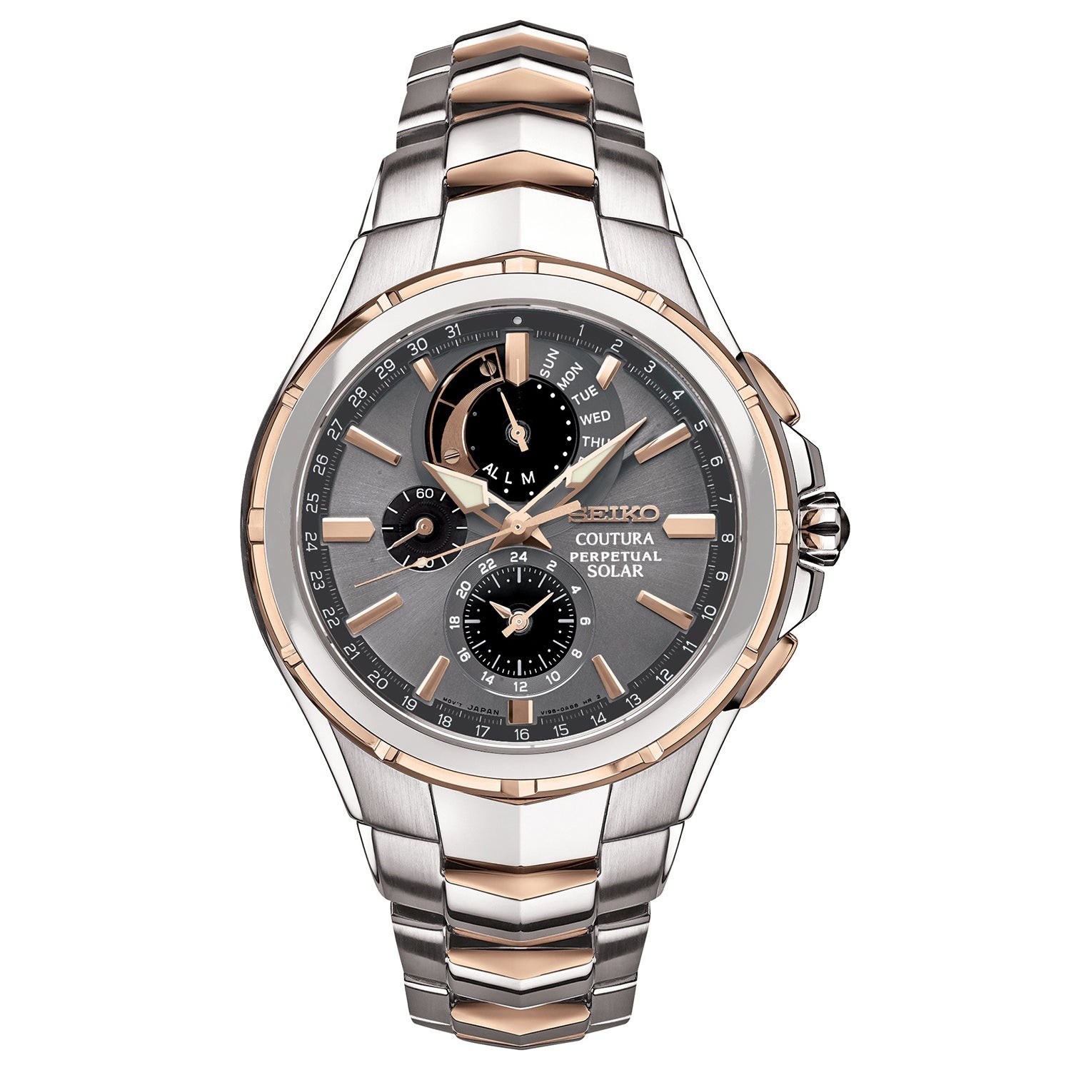 Mens Coutura Solar Perpetual Chronograph Two-Tone Watch Gray Dial