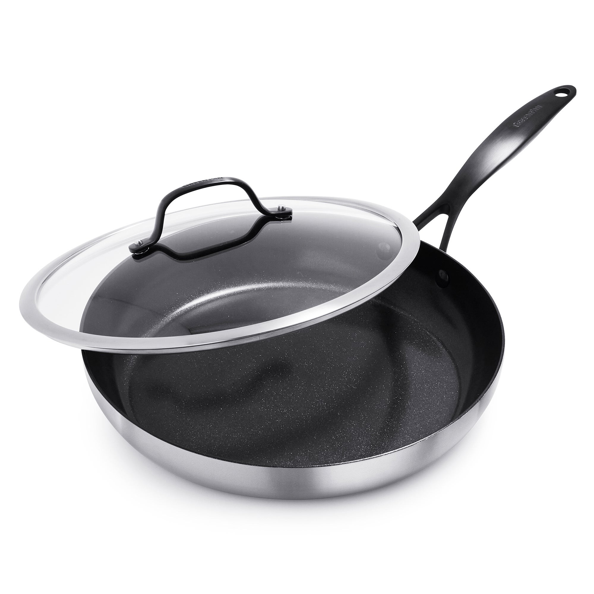 Venice Pro Noir Ceramic Nonstick 3-Ply 12" Fry Pan w/ Lid