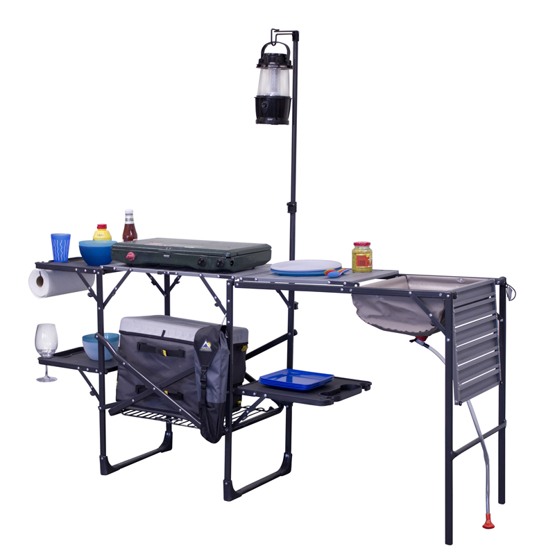 Portable Outdoor Master Cook Station - (Black and Chrome)