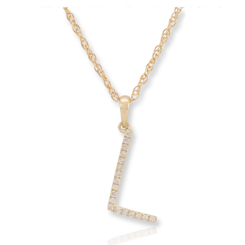 Diamond Initial L Necklace - (Yellow Gold)