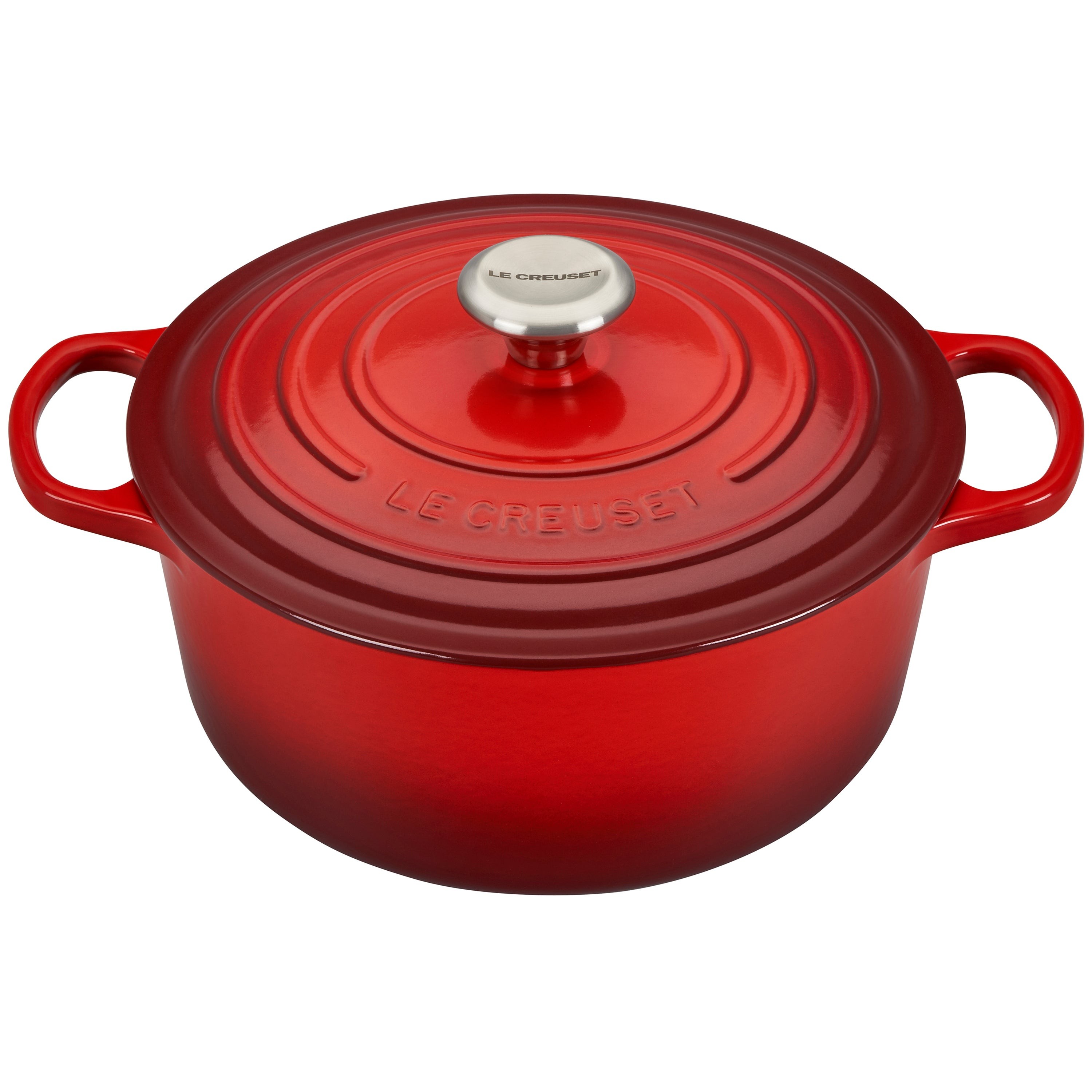 5.5qt Signature Cast Iron Round Dutch Oven Cerise