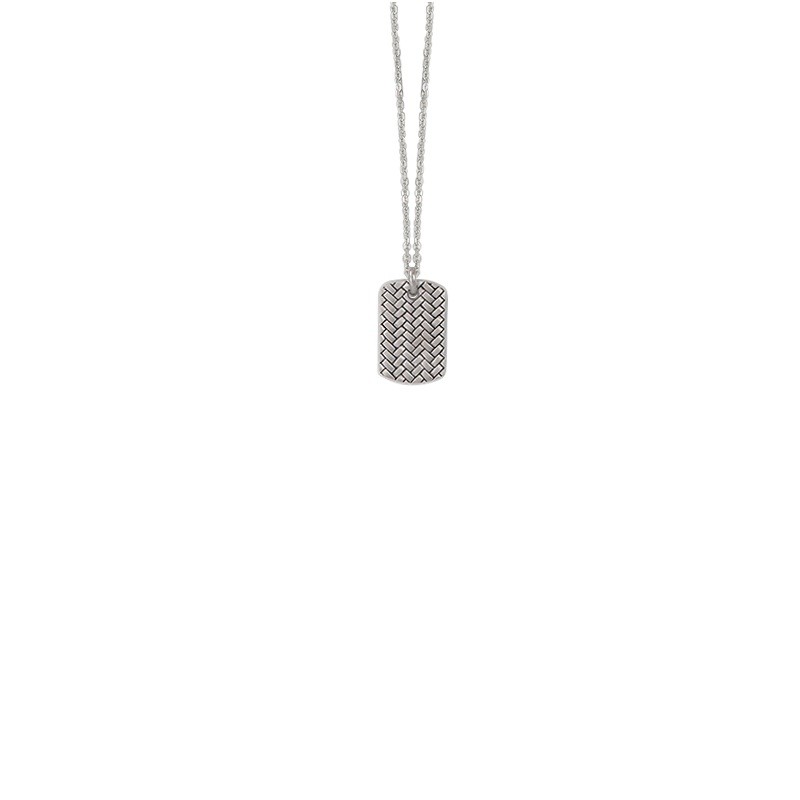 Men's Dog Tag Pendant with chain in 925 Sterling Silver