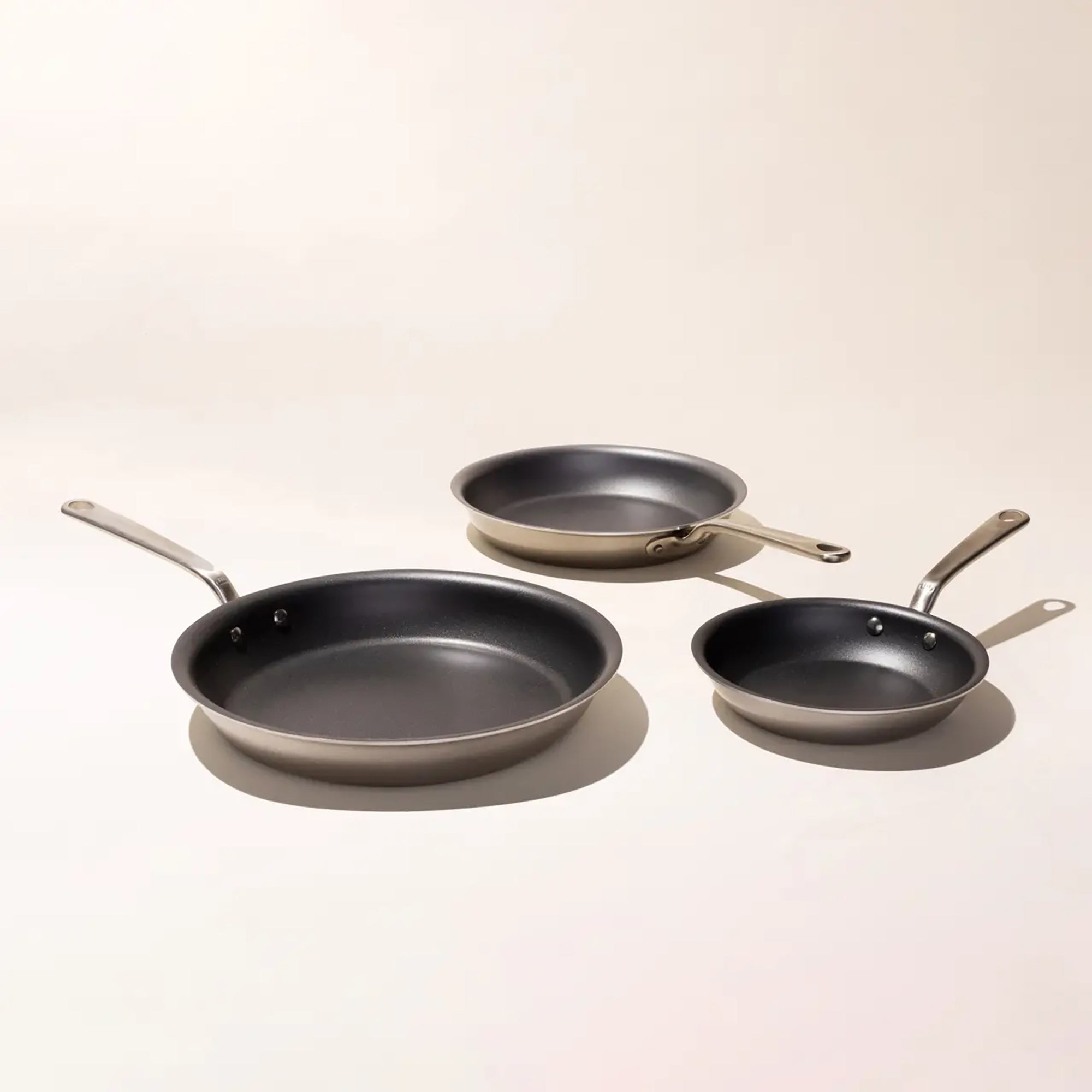 3pc 5-Ply Stainless Clad Nonstick Frying Pans (Made in the USA) Graphite