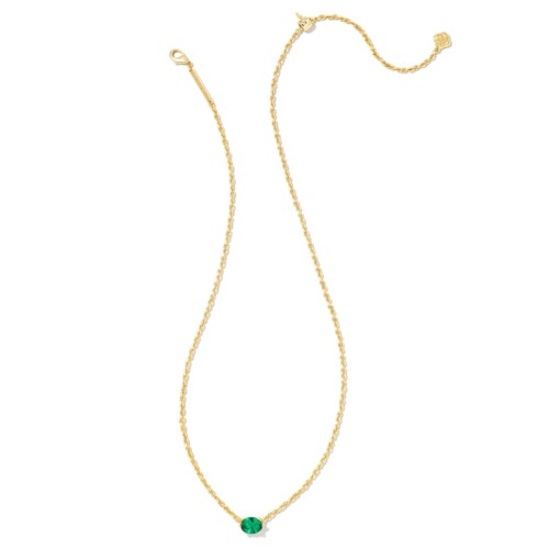 Kendra Scott Cailin Gold Pendant Necklace, Green Crystal