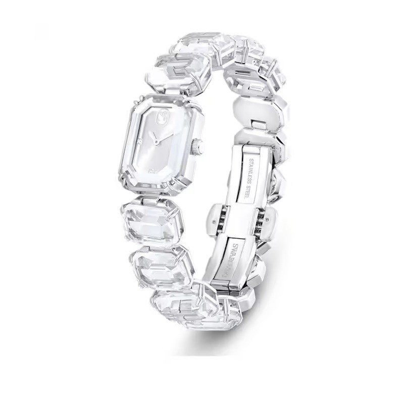 Watch, Octagon cut bracelet, White, Stainless steel