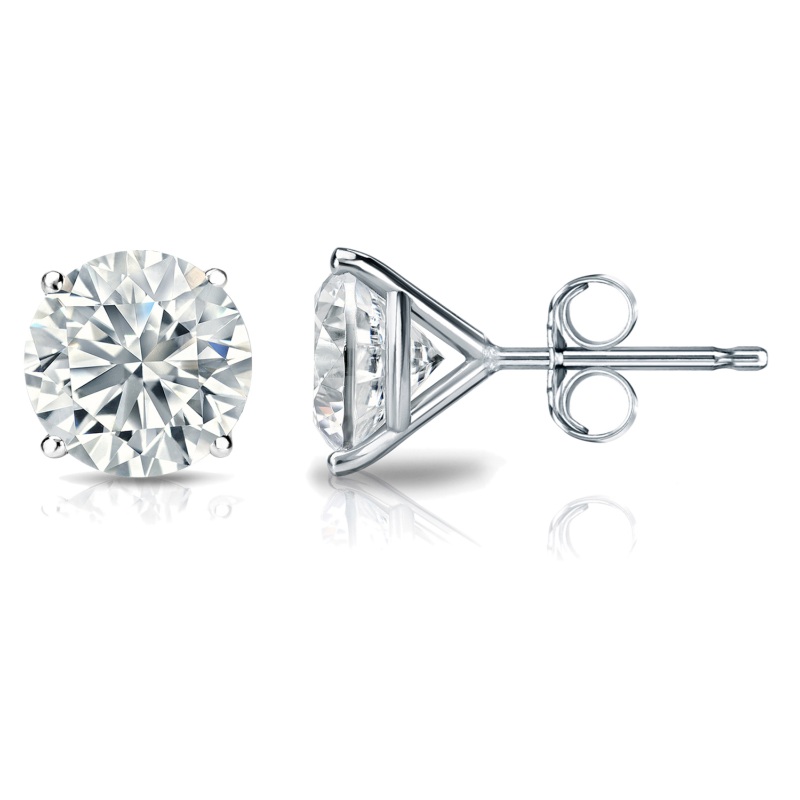 4 Prong Martini Set Stud Earrings in Rhodium Plating