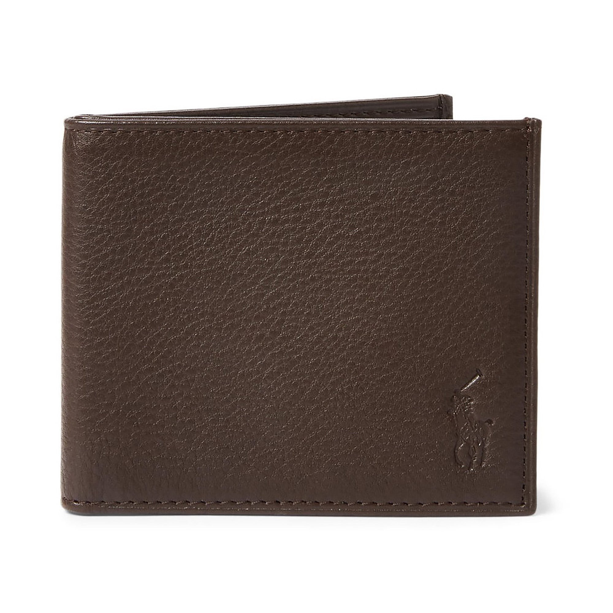 Pebbled Leather Billfold Brown