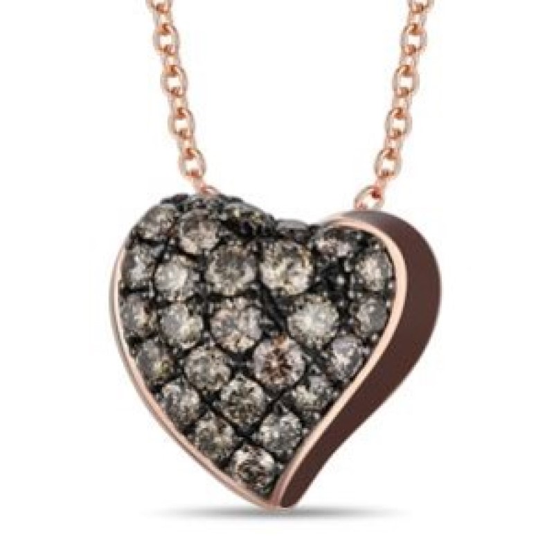 Strawberry Gold Chocolate Heart Pendant Necklace