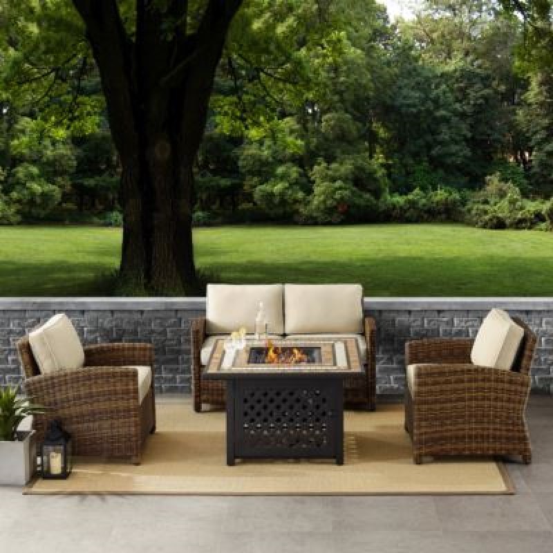 Bradenton 4 Piece Outdoor Wicker Seating Set With Sand Cushions