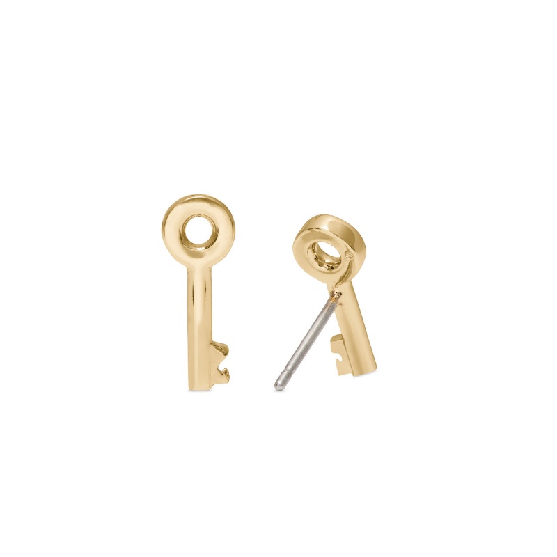 Spade Lock key Studs Gold