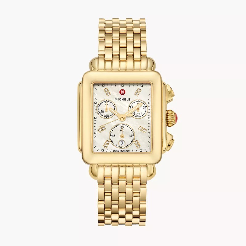 Deco 18k Gold Diamond Dial Watch