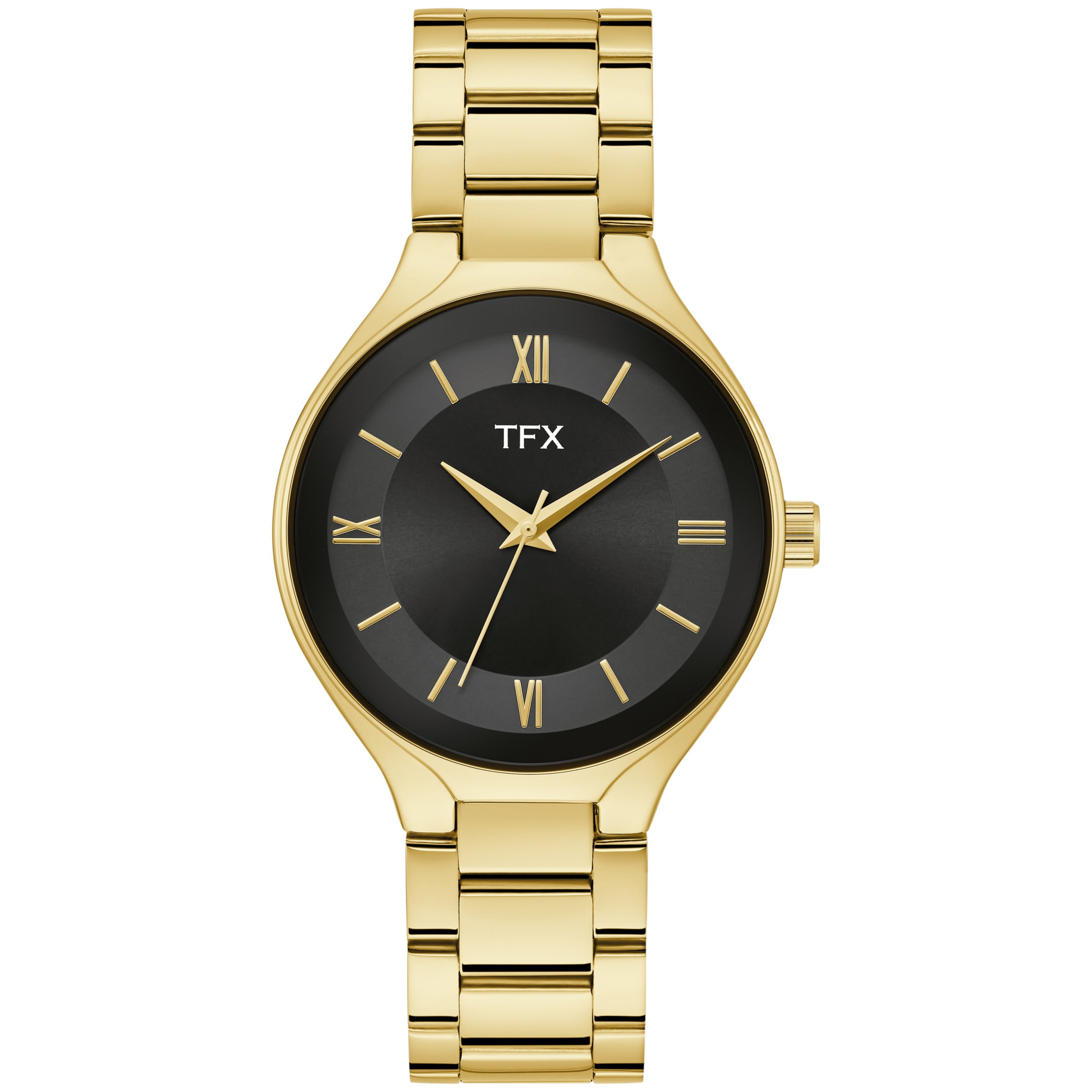 TFX Men's Gold-Tone Stainless Steel Watch, Black Dial