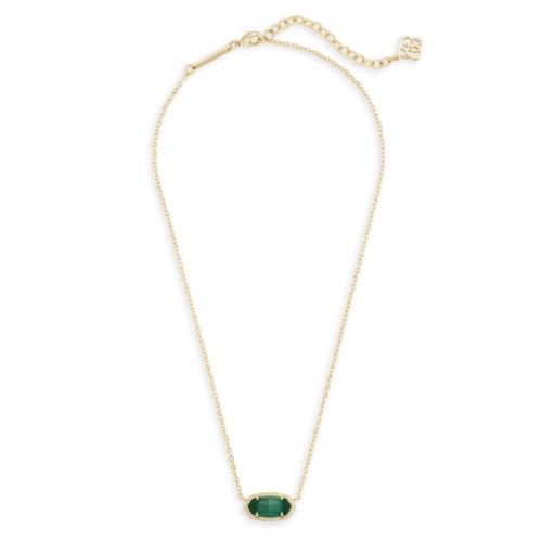 Kendra Scott Elisa Gold Short Pendant Necklace, Emerald Cats Eye