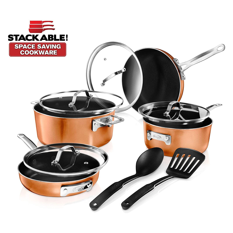 10 - Piece Stackmaster Cookware Set with 2 Spatulas