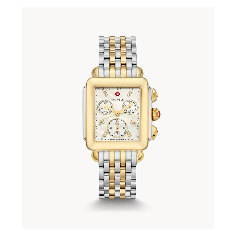 33mm Ladies Deco Two Tone Diamon Dial Watch - (18k Gold)