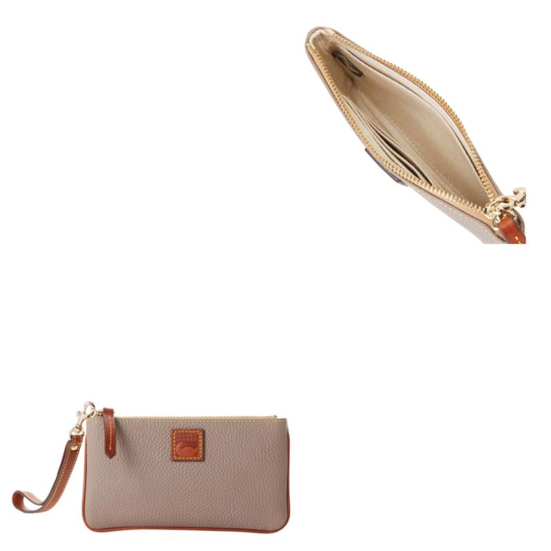 Pebble Grain Medium Wristlet Tote - (Taupe)