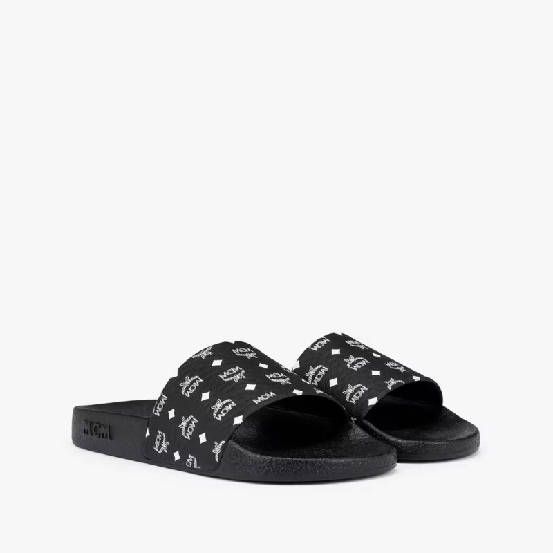 Men Monogram Black Print Slides - Size 46