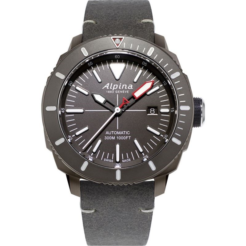 Alpina Mens Seastrong Leather Strap watch