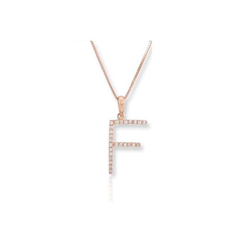 Diamond Initial F Necklace - (Rose Gold)