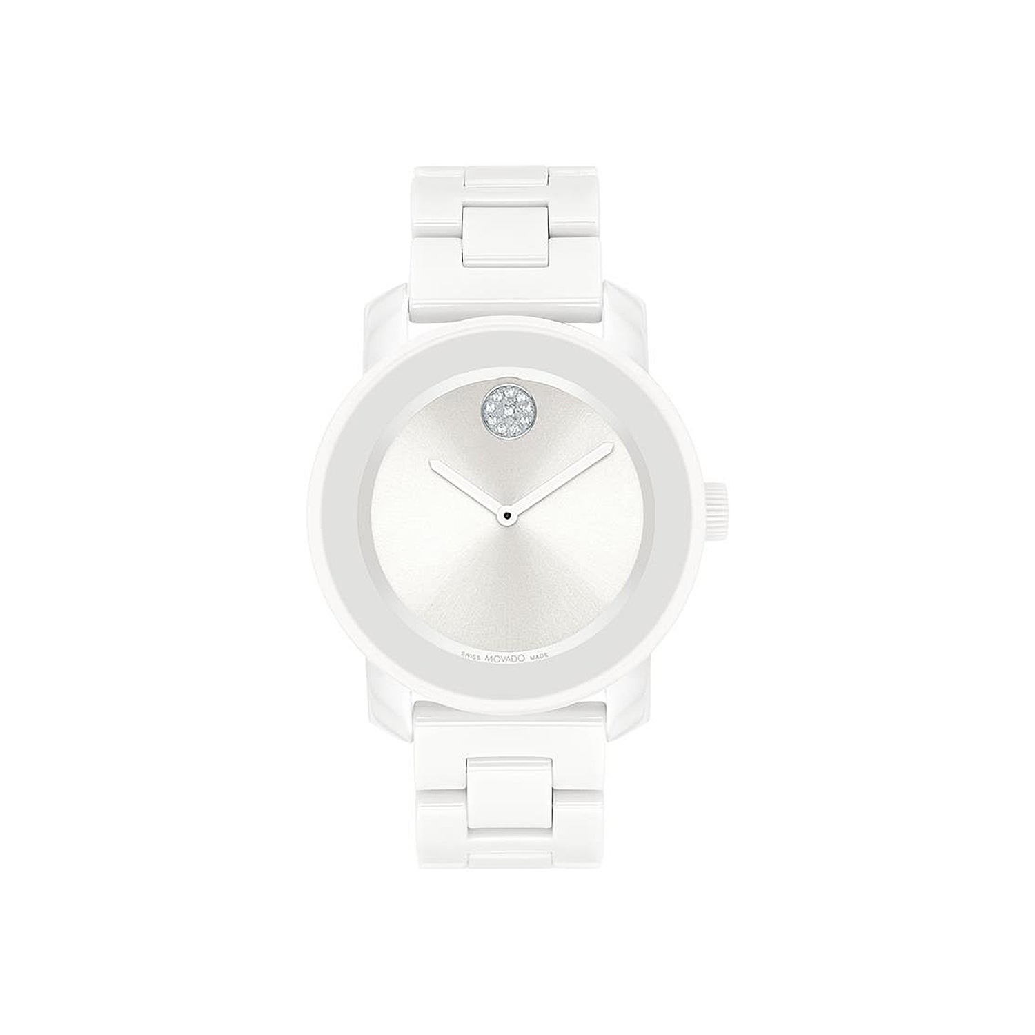 Ladies BOLD Ceramic White Stainless steel Watch Silver White Dial