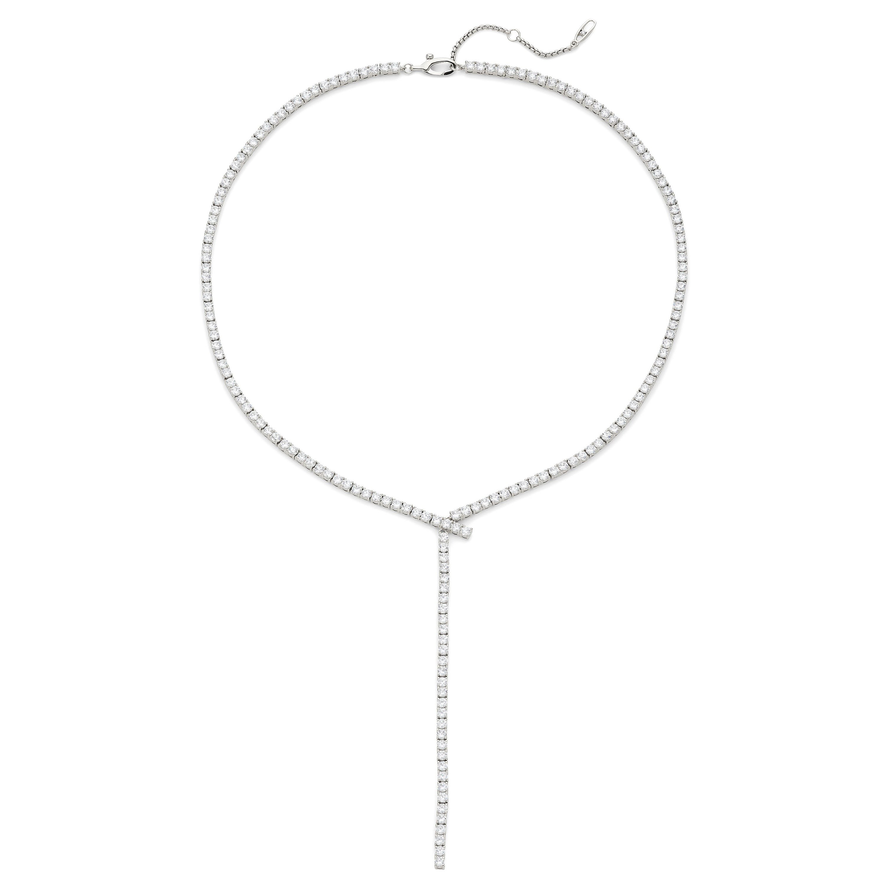 Tennis Y CZ Necklace Silver