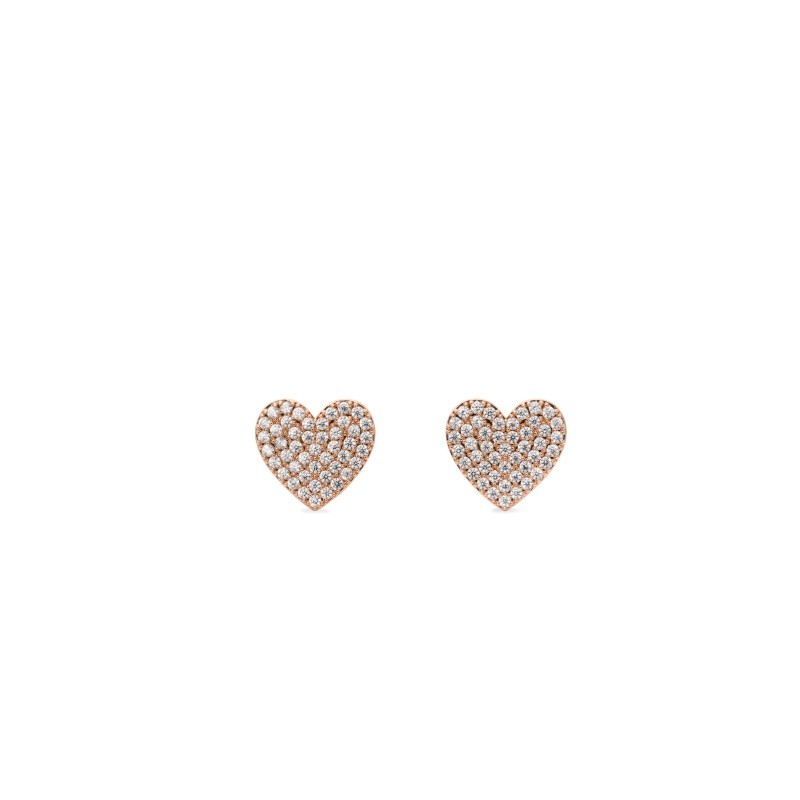 Yours truly pave heart studs Clear/Rose Gold