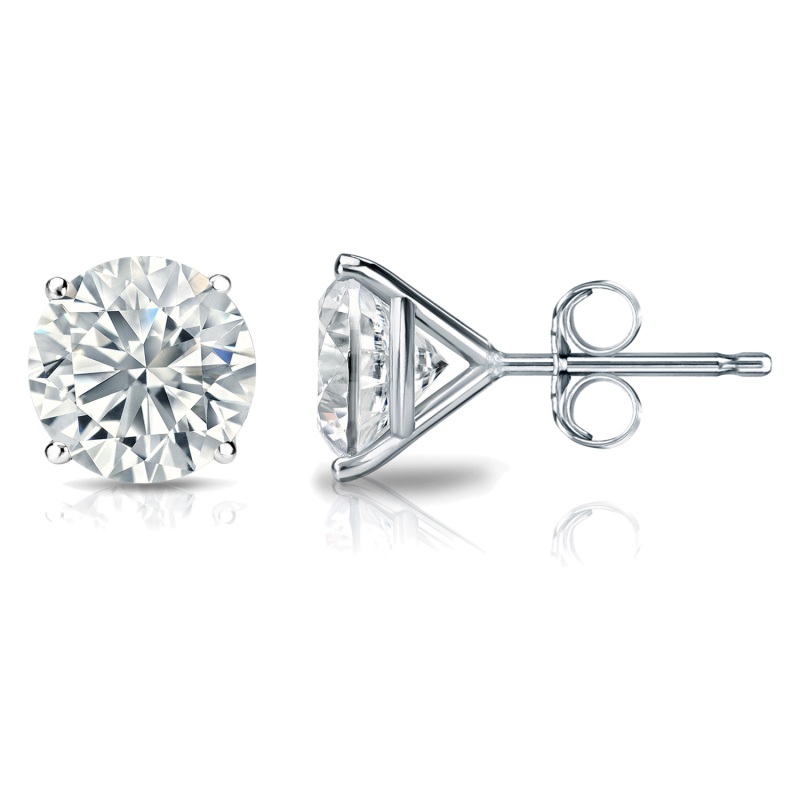 4 Prong Martini Set Stud Earrings in Rhodium Plating