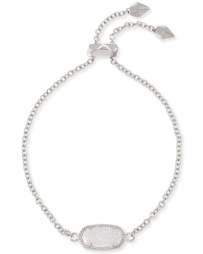 Kendra Scott Elaina Silver Adjustable Chain Bracelet in Iridescent Drusy
