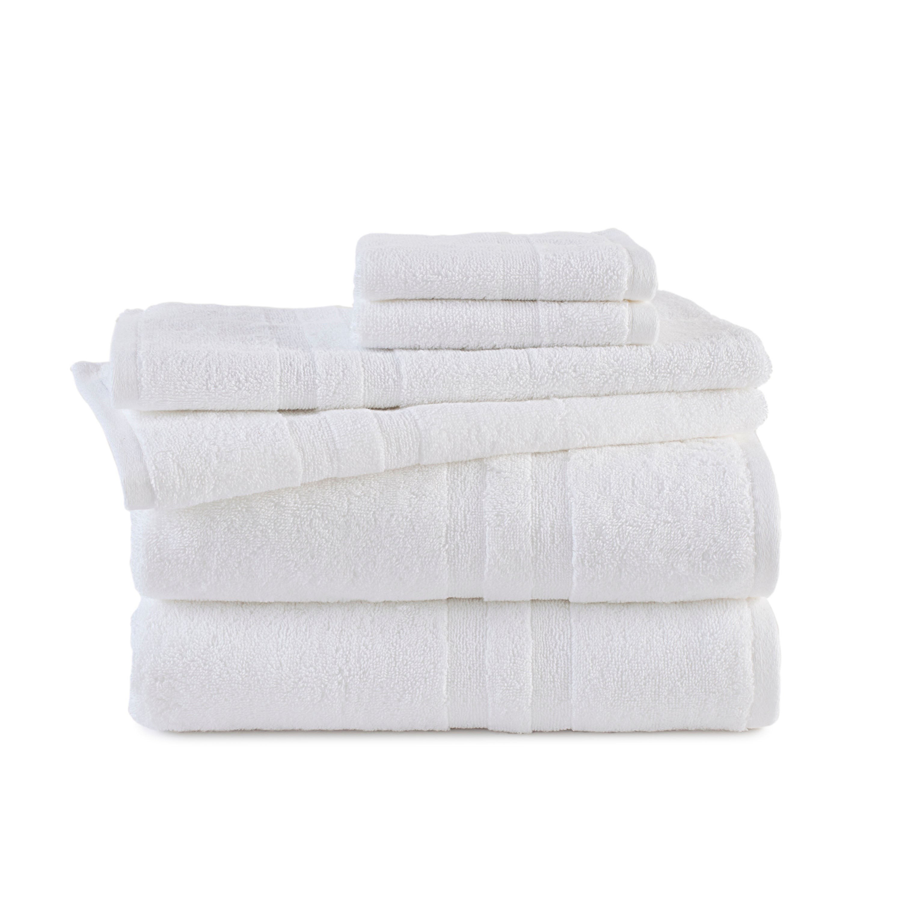 Solid 6pc Bath Towel Set w/ SILVERbac Antimcirobial White
