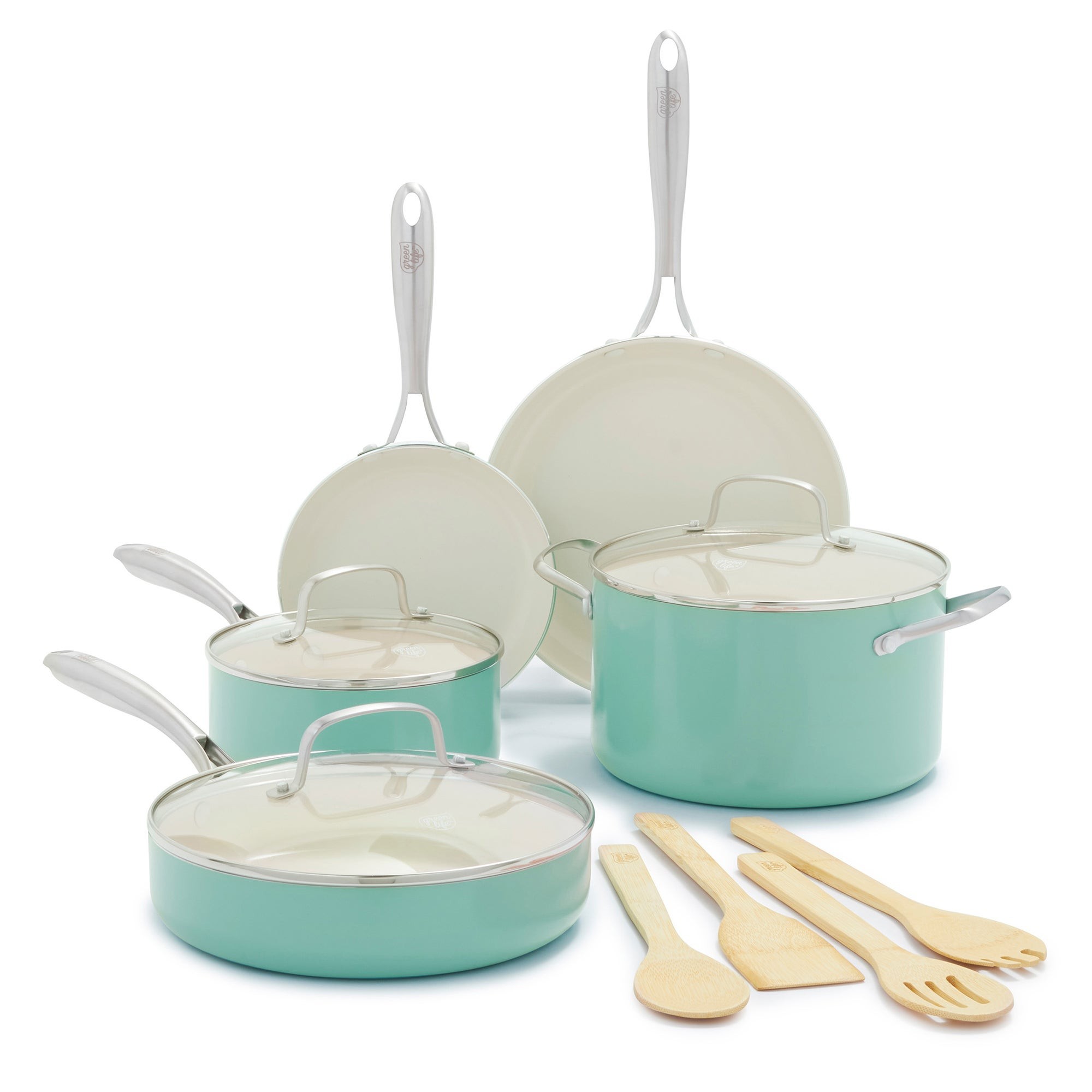 Artisan Healthy Ceramic Nonstick 12pc Cookware Set Turquoise