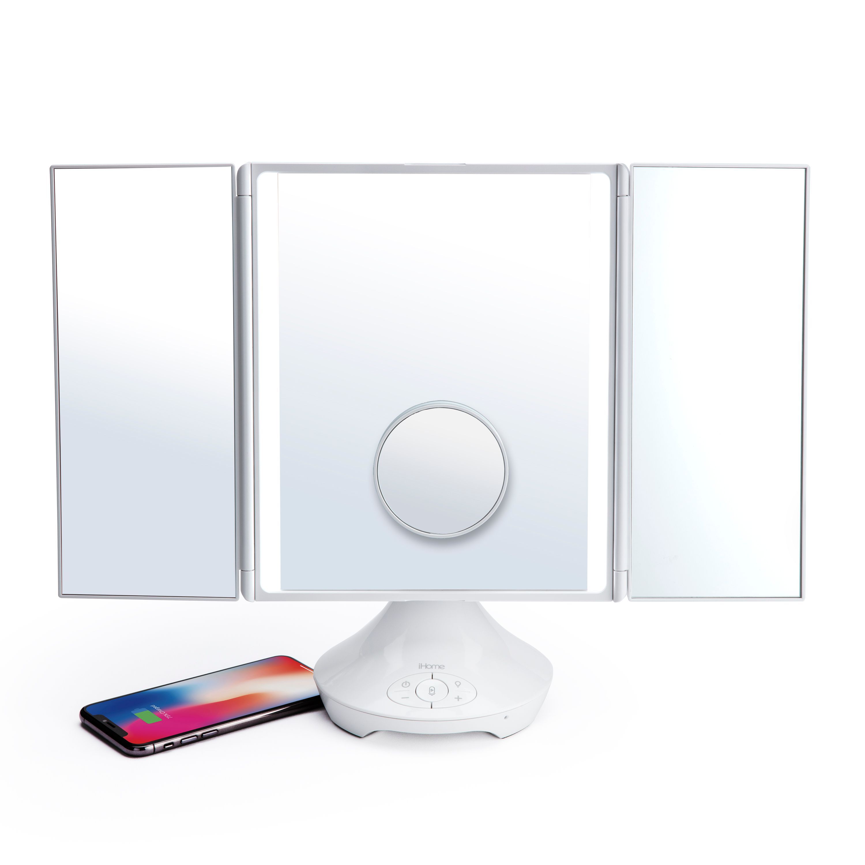 iHome Beauty Reflect TriFold Vanity Speaker with Bluetooth, Speakerphone and USB Charging